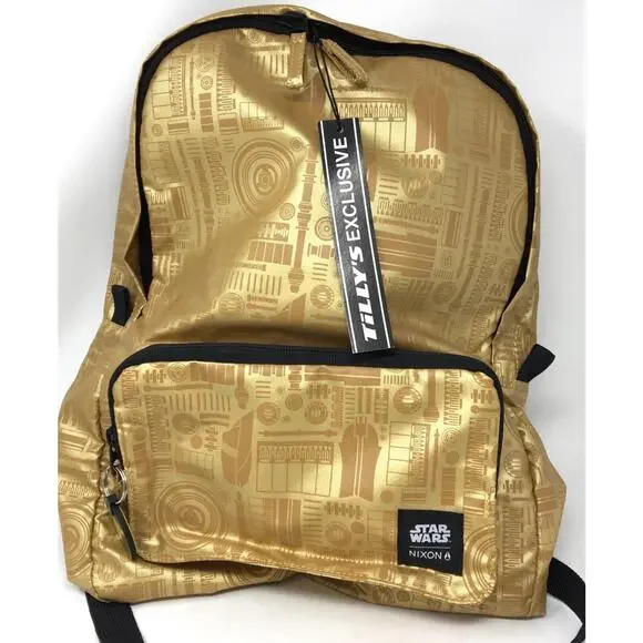 NWT Nixon X Star Wars Tillys Gold Book Bag Backpack 100% Polyester C2701SW - Picture 3 of 4